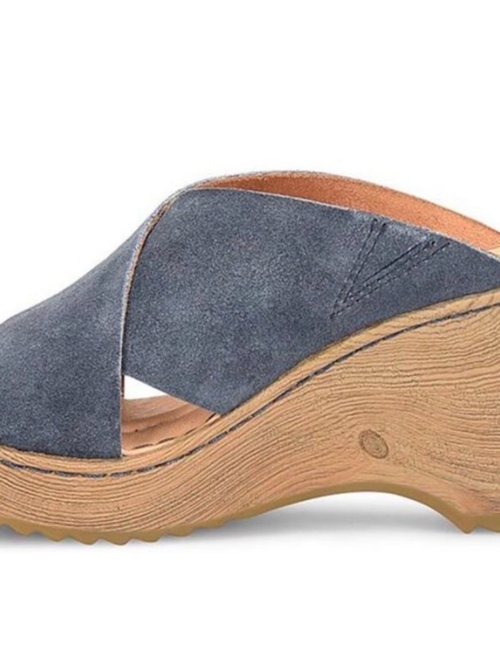 Born Womens Nora Blue Suede Peep-Toe Slip-On Platform Sandals Shoes NWT - Picture 4 of 5